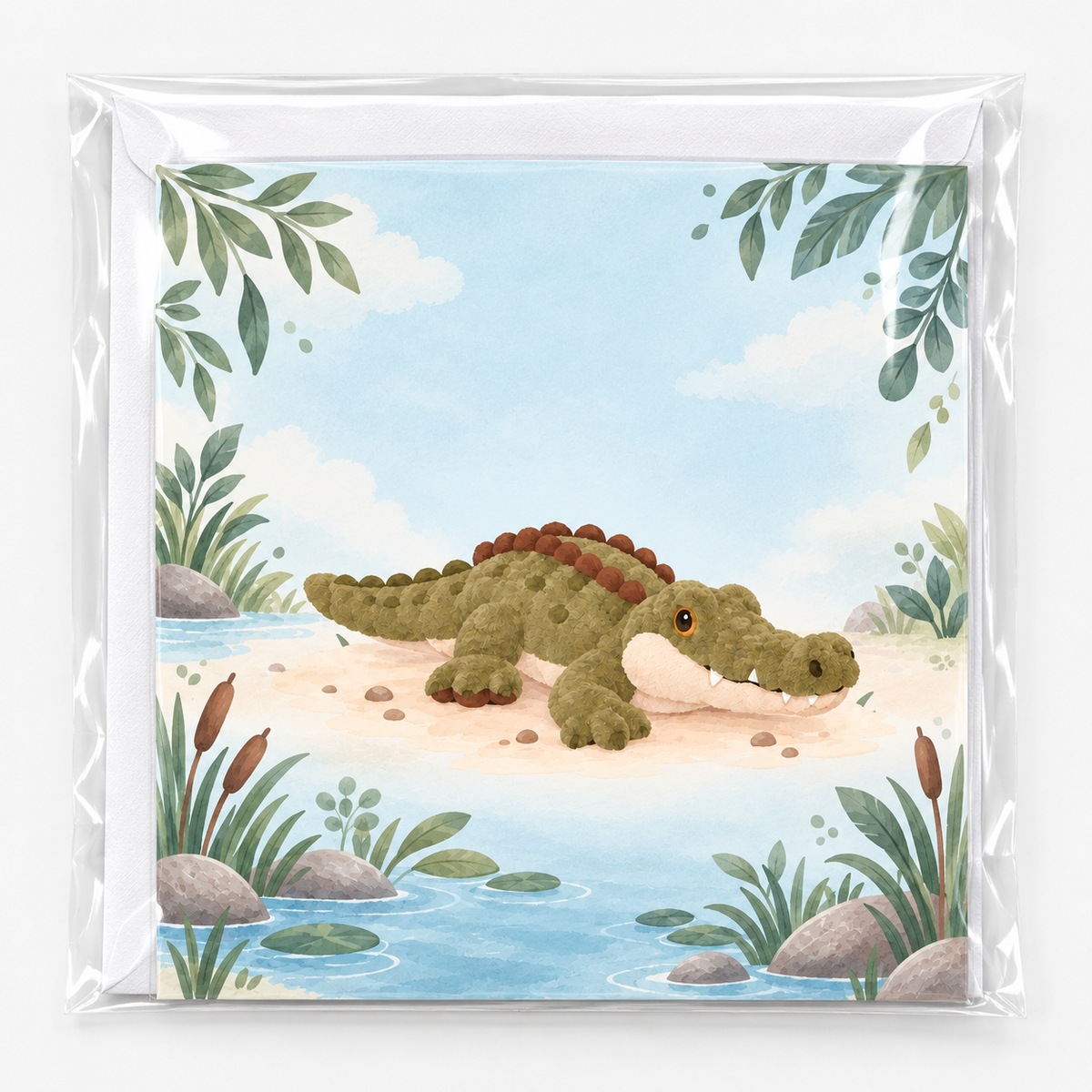 Cuddle Croc Greeting Card Blue