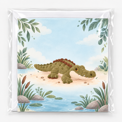Cuddle Croc Greeting Card Blue