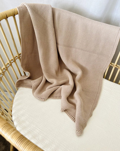 Mini & Me Cable Knit Baby Blanket - Seashell Beige