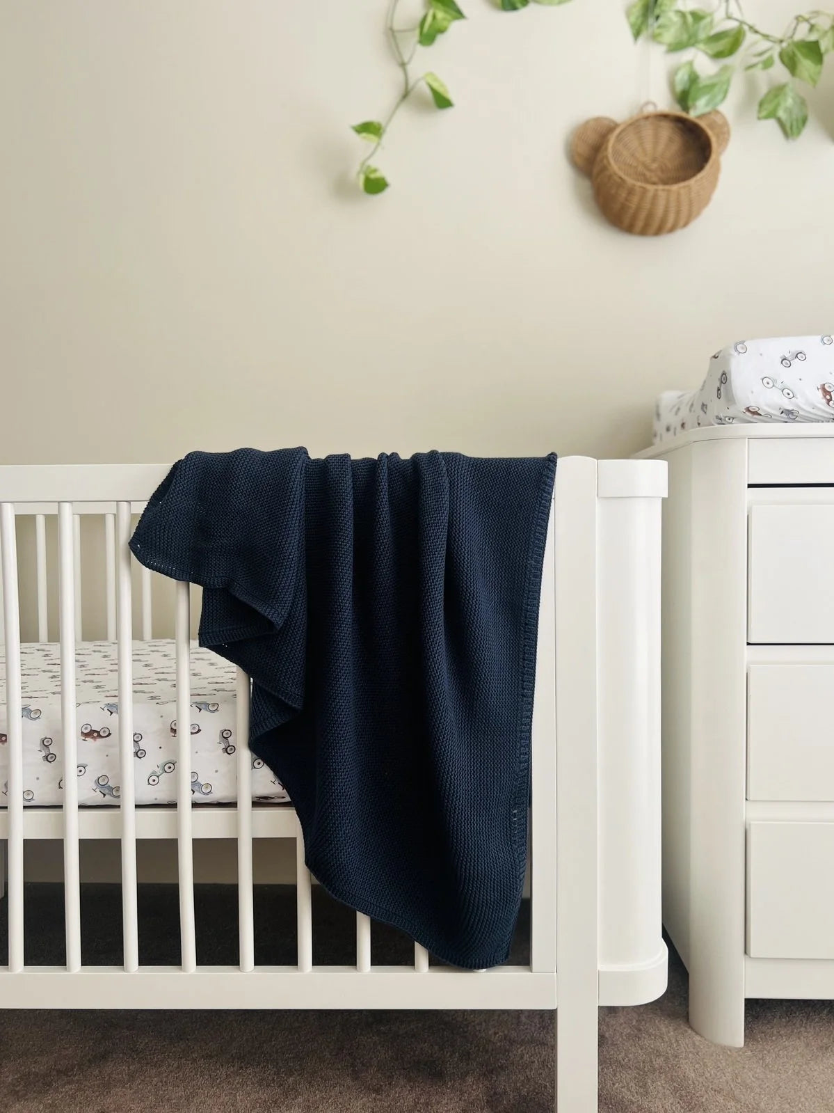 Mini & Me Cable Knit Baby Blanket - Cambridge Blue
