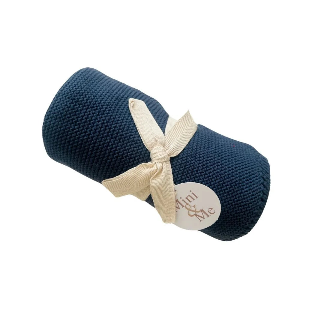 Mini & Me Cable Knit Baby Blanket - Cambridge Blue