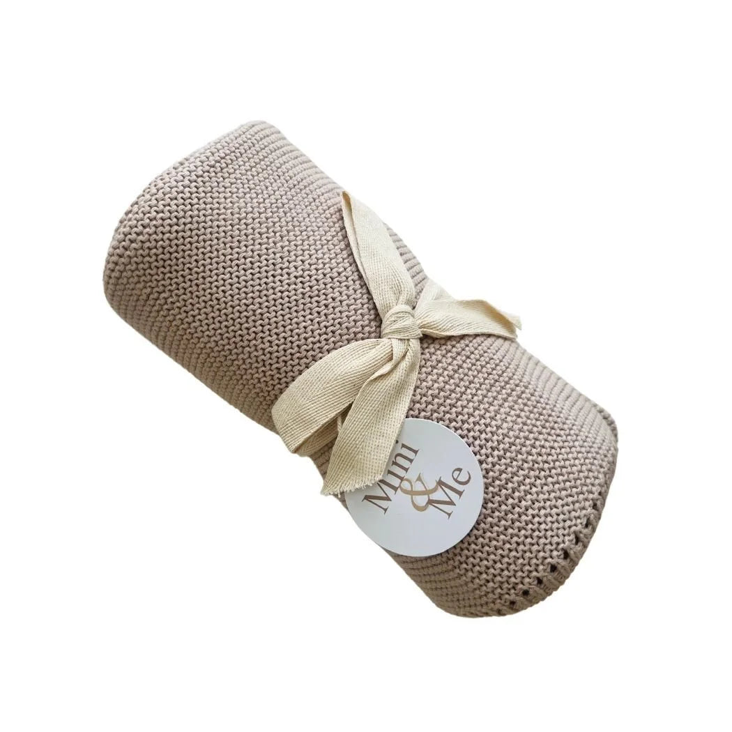 Mini & Me Cable Knit Baby Blanket - Seashell Beige