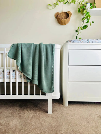 Mini & Me Cable Knit Baby Blanket - Sage
