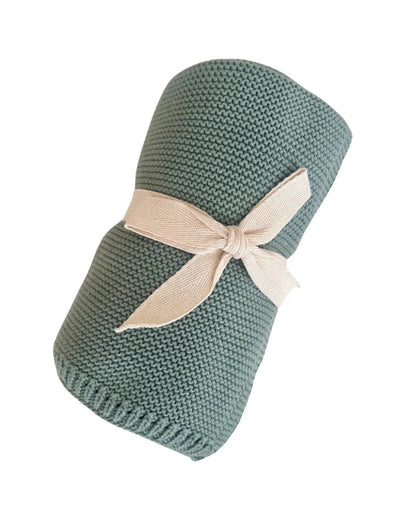 Mini & Me Cable Knit Baby Blanket - Sage