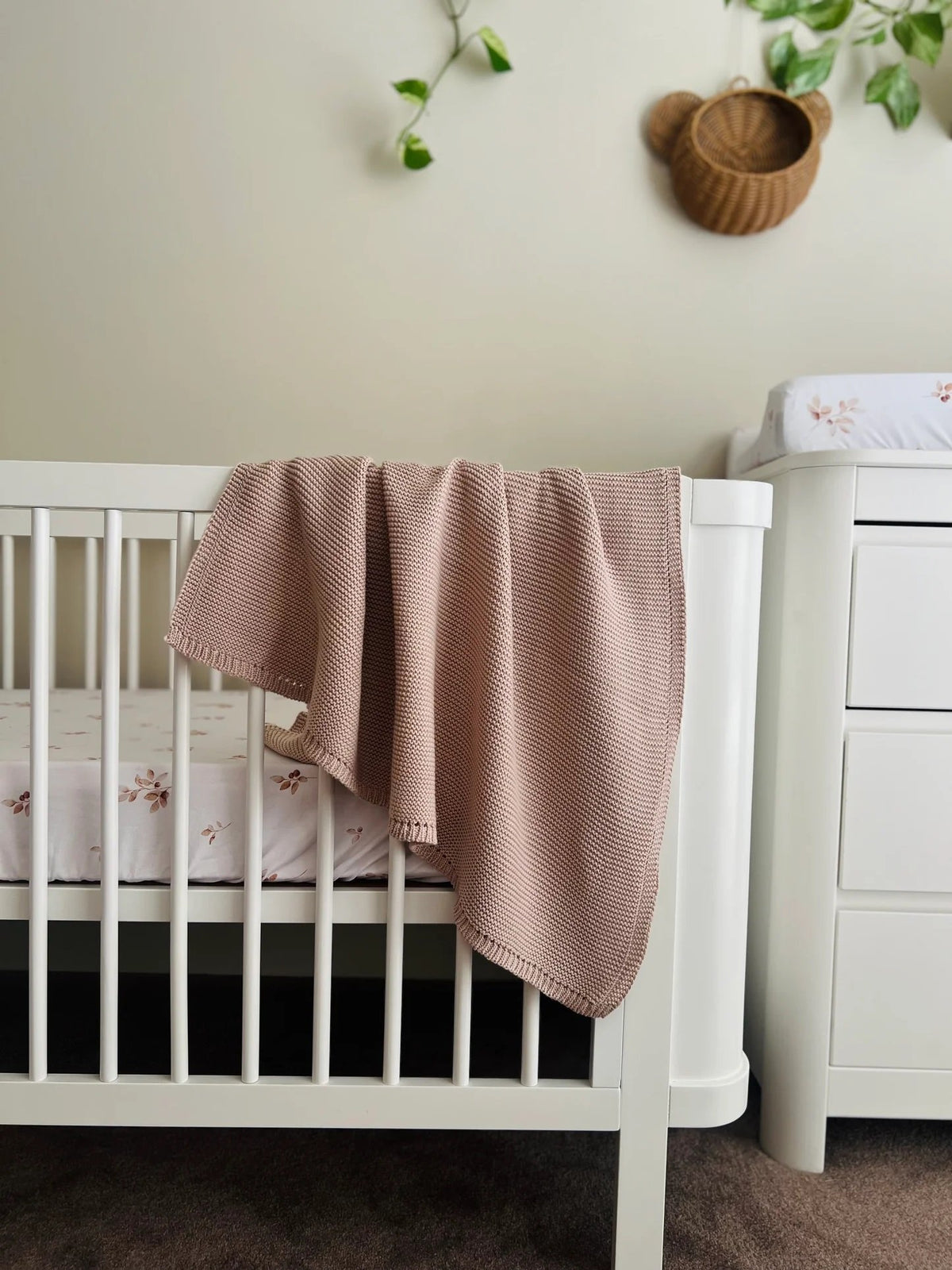 Mini & Me Cable Knit Baby Blanket - Seashell Beige