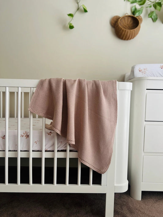 Mini & Me Cable Knit Baby Blanket - Seashell Beige
