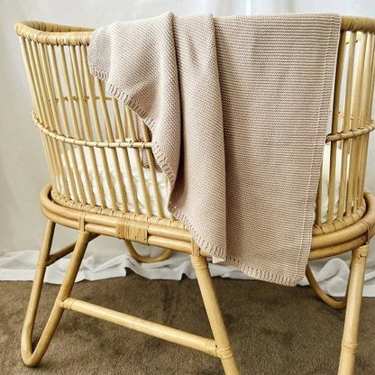 Mini & Me Cable Knit Baby Blanket - Seashell Beige