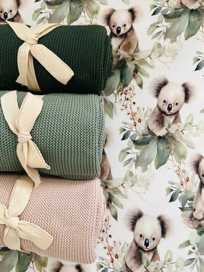 Mini & Me Cable Knit Baby Blanket - Sage