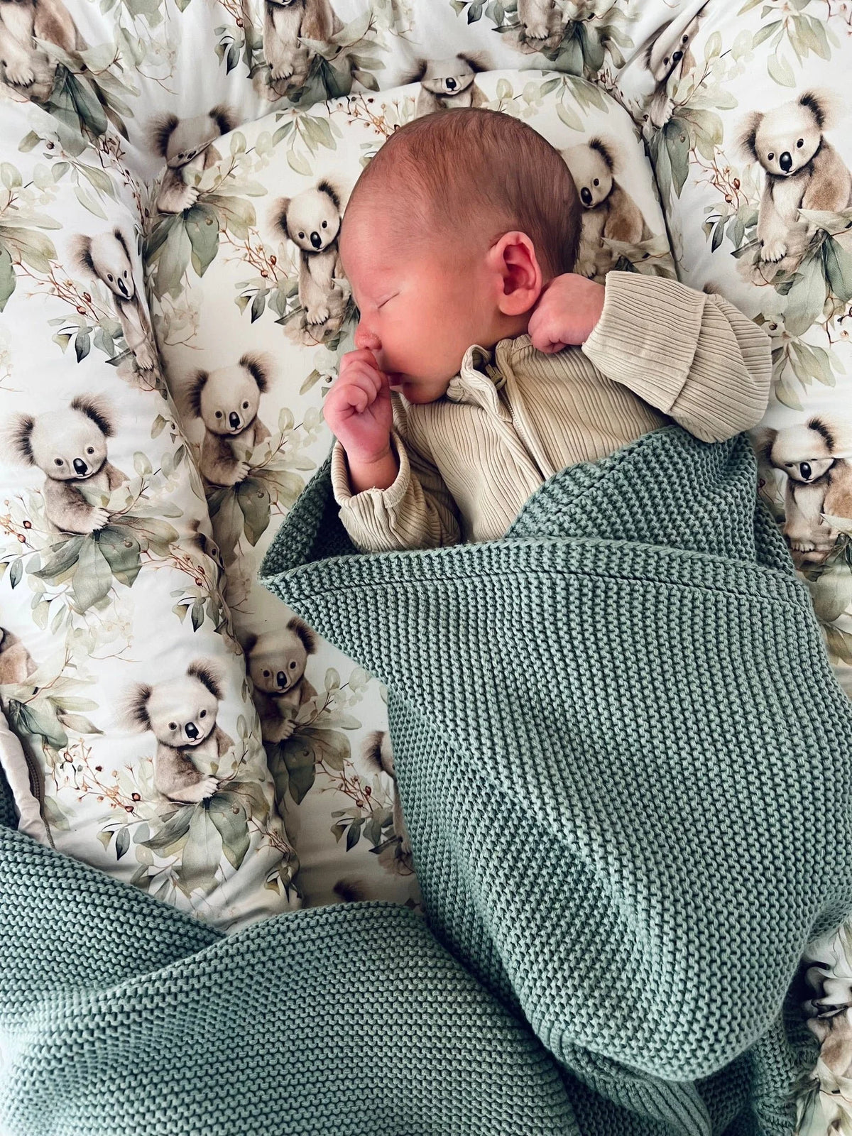 Mini & Me Cable Knit Baby Blanket - Sage